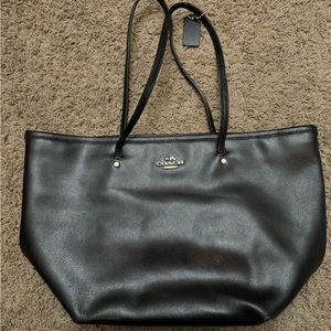 Black pebble leather coach purse